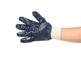 橡胶保护蓝色的手套