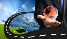 路可持续发展的能源概念太阳能能源