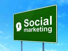 市场营销概念社会市场营销头锁眼路标志背景