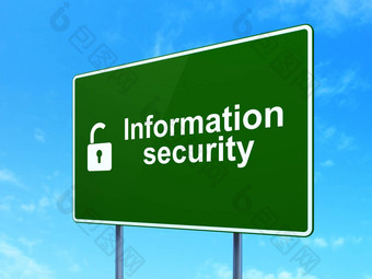 安全概念信息安全打开挂锁路标志背景