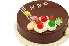 快乐生日巧克力蛋糕白色