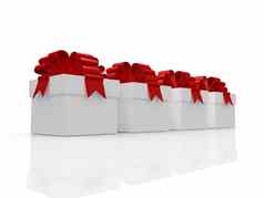 白色礼物盒子红色的丝带