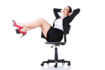 业务女人坐着椅子腿