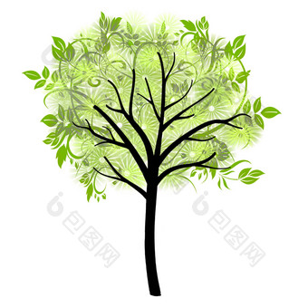观赏绿色树插图