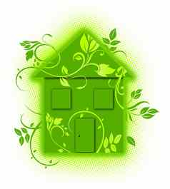 绿色花生态房子插图