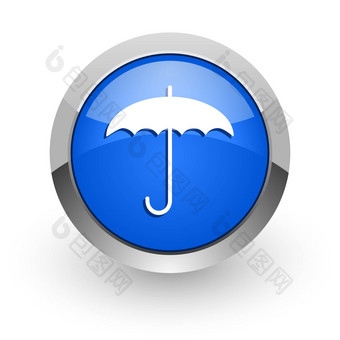 伞蓝色的光滑的网络图标