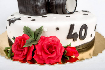 生日蛋糕四十周年纪念日现代数码单反相机照片相机