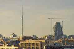 莫斯科城市中心高层建筑塔天际线电视塔