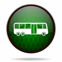 公共汽车绿色互联网图标
