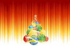 魔法圣诞节树垂直红色的金条纹