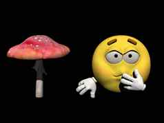 表情符号生病的人蘑菇渲染