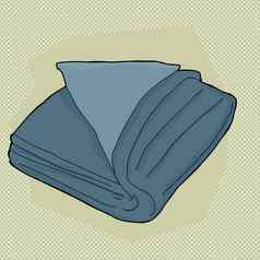 蓝色的折叠毛巾