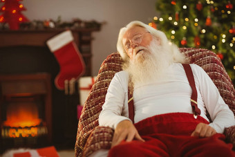 圣诞老人老人打盹扶手椅