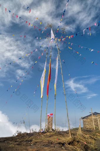 佛教祈祷旗帜尼泊尔