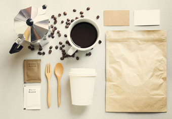 咖啡身份品牌模型集复古的过滤器效果