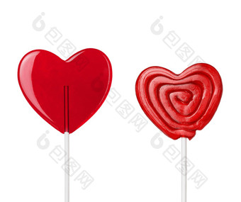 红色的heart-lollipops孤立的