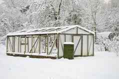 雪塑料温室温室冬至农场花园