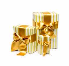 黄金礼物盒子孤立的白色背景