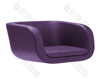 黑暗紫色的扶手椅孤立的白色