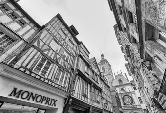 鲁昂法国6月城市中世纪的建筑结构鲁厄