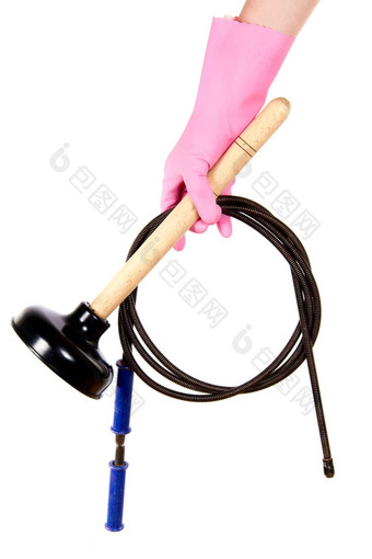 女手粉红色的手套ventouse缆