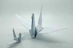 白色折纸起重机鸟纸