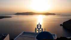 日落爱琴海海aio圣托里尼岛希腊