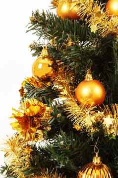黄色的装饰圣诞节树黄色的装饰圣诞节树