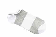 一对时尚条纹短袜子孤立的白色