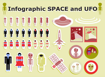 不明飞行物信息图表空间人图标集