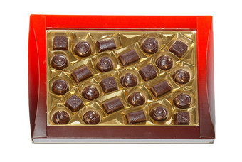 排序巧克力<strong>糖果盒</strong>子孤立的白色