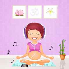 怀孕了女人瑜伽音乐