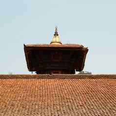 坦普尔的屋顶巴克塔普尔城市尼泊尔