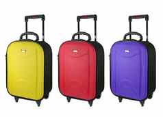色彩斑斓的旅行行李孤立的白色背景