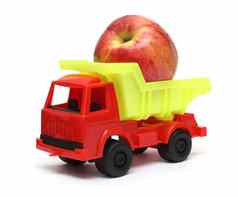 食物运输概念玩具卡车苹果