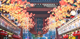红色的叶子大理石日语寺庙