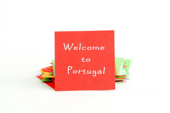 红色的请注意纸文本葡萄牙