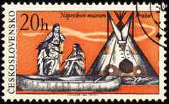 图片印第安人生活帖子邮票
