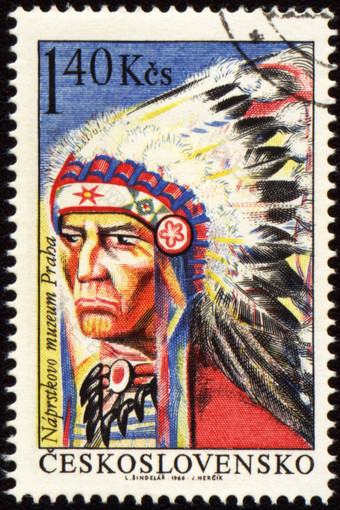 肖像印第安人酋长帖子邮票