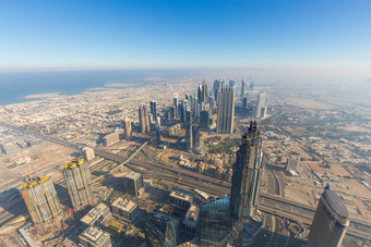 空中视图市中心迪拜迪拜塔<strong>哈利</strong>法塔迪拜曼联阿拉伯阿联酋航空公司