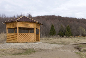 开放木小屋森林