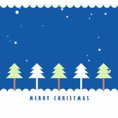 圣诞节树雪蓝色的背景问候卡背景