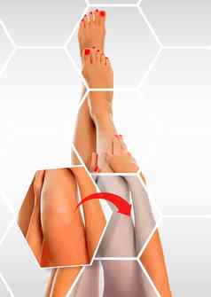 护理美丽的女腿的皮肤护肤品治疗概念
