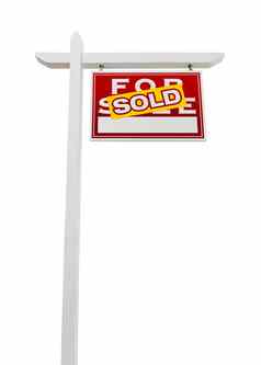 面对出售出售真正的房地产标志孤立的白色