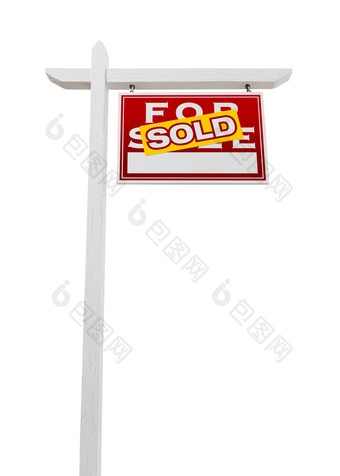 面对出售出售真正的房地产标志孤立的白色