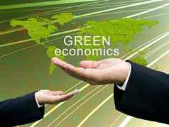 商人的手分享绿色经济学概念