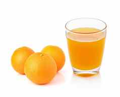 新鲜的橙色水果汁孤立的白色