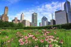 芝加哥伊利诺斯州天际线lurie花园