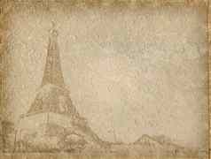 古董纸埃菲尔铁塔塔巴黎