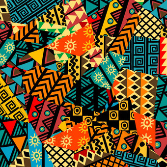 彩色的非洲<strong>拼接</strong>而成背景非洲图案